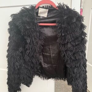Altar'd State Black Textured Teddy Jacket